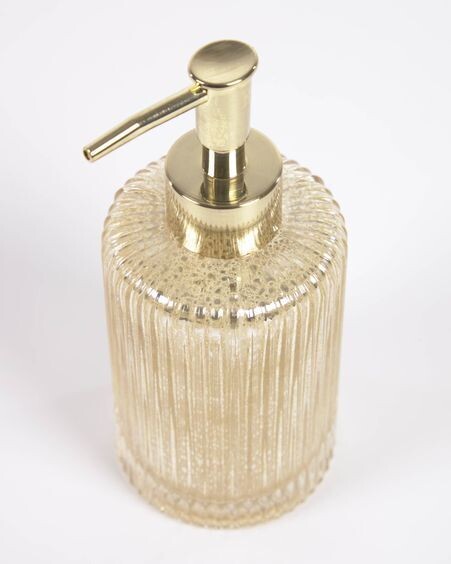 Dispensador de jabón Christell de cristal dorado