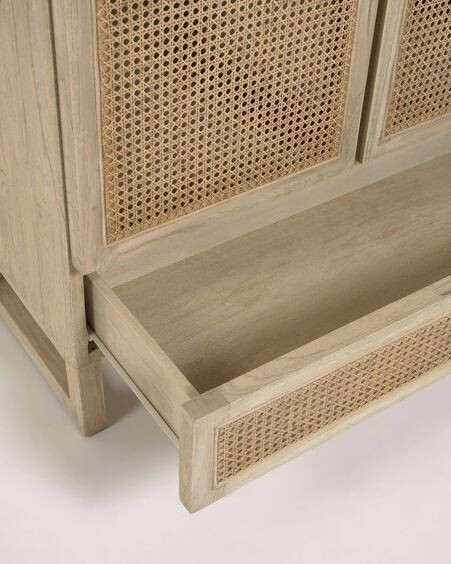 Armario Rexit madera maciza y chapa mindi con ratán 90 x 160 cm