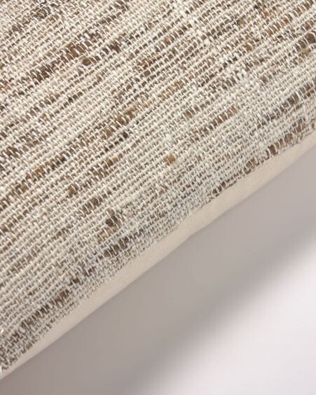 Funda cojín Devi algodón y lino rayas beige y marrón 45 x 45 cm