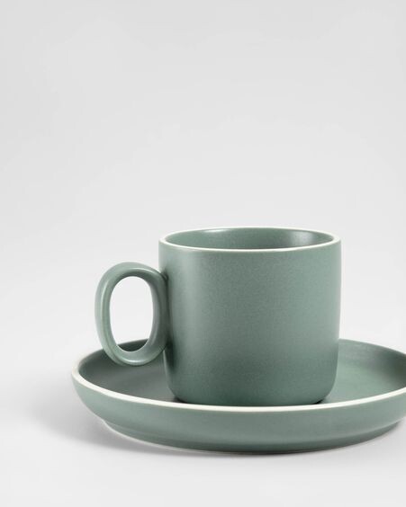 Taza de café con plato Shun de porcelana verde