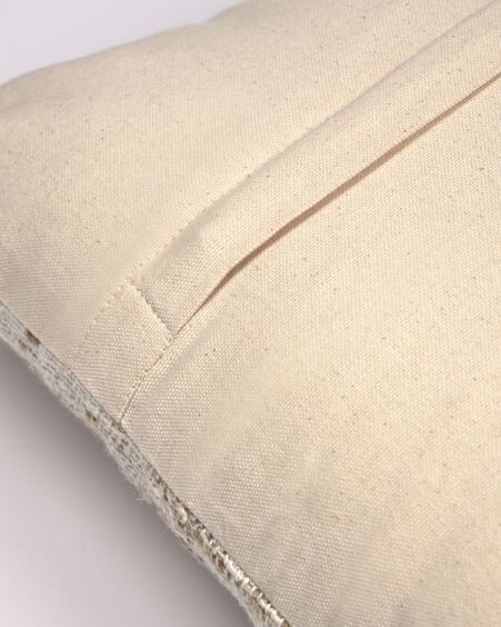 Funda cojín Devi algodón y lino rayas beige y marrón 45 x 45 cm