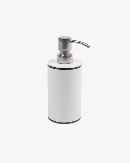Dispensador de jabón Arminda de cerámica blanco y detalle negro
