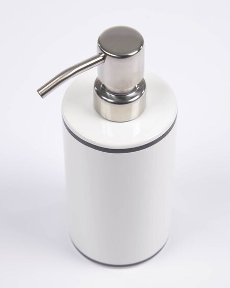 Dispensador de jabón Arminda de cerámica blanco y detalle negro