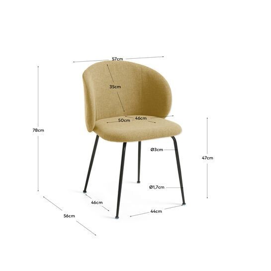 Silla Minna mostaza y patas de acero acabado negro