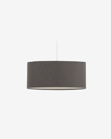 Pantalla lámpara de techo grande Nazli de lino con acabado gris Ø 50 cm
