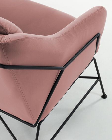 Sofá Brida 2 plazas terciopelo rosa 128 cm