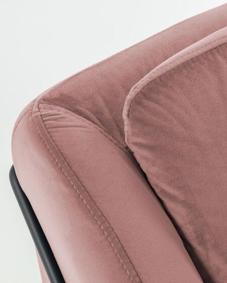 Sofá Brida 2 plazas terciopelo rosa 128 cm