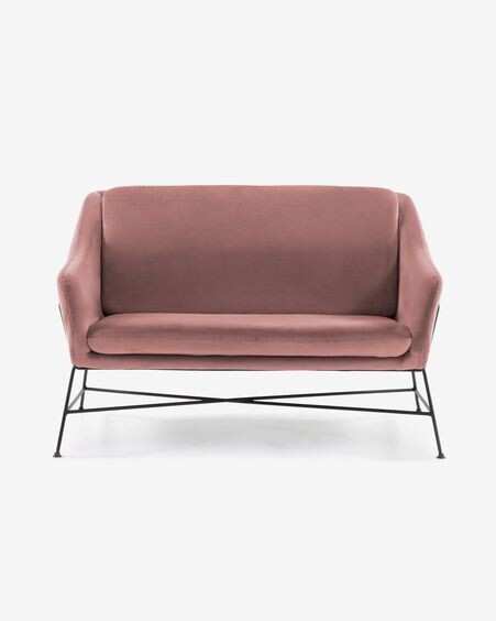Sofá Brida 2 plazas terciopelo rosa 128 cm