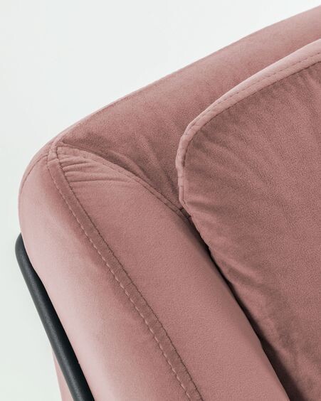 Sofá Brida 2 plazas terciopelo rosa 128 cm