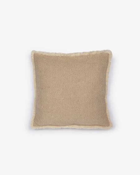 Funda de cojín Aneley de algodón y yute beige 45 x 45 cm