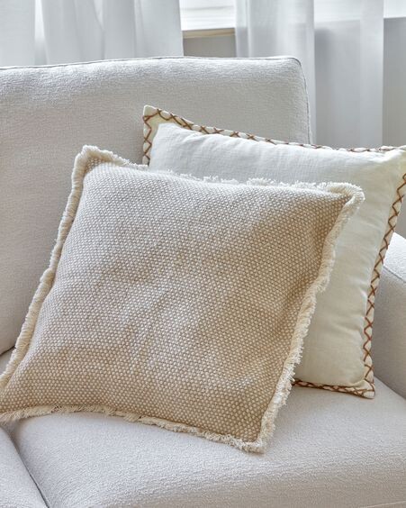 Funda de cojín Aneley de algodón y yute beige 45 x 45 cm