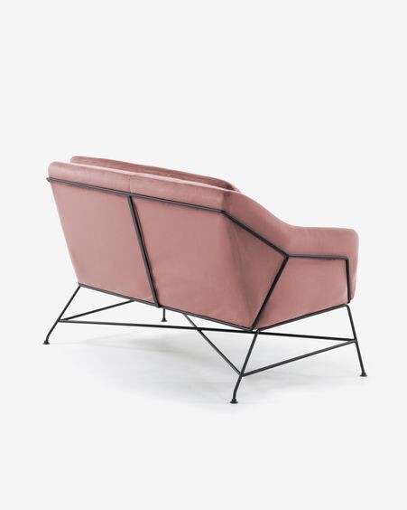 Sofá Brida 2 plazas terciopelo rosa 128 cm