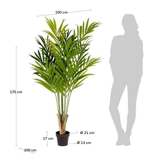 Planta artificial Palmera de bambú con maceta negro 170 cm