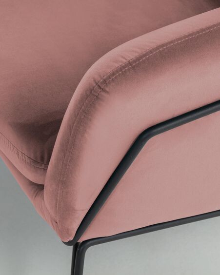 Sofá Brida 2 plazas terciopelo rosa 128 cm