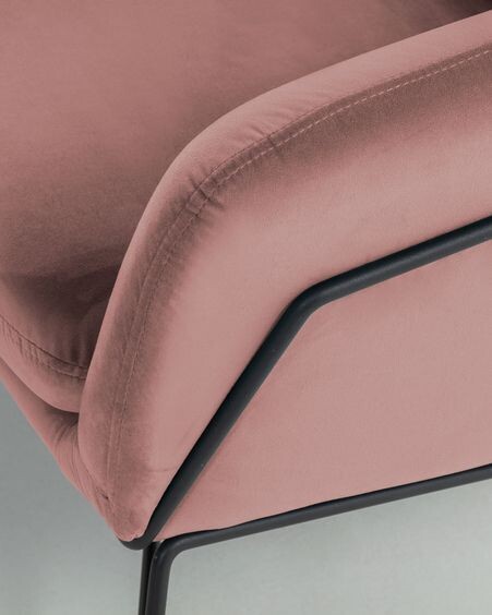Sofá Brida 2 plazas terciopelo rosa 128 cm