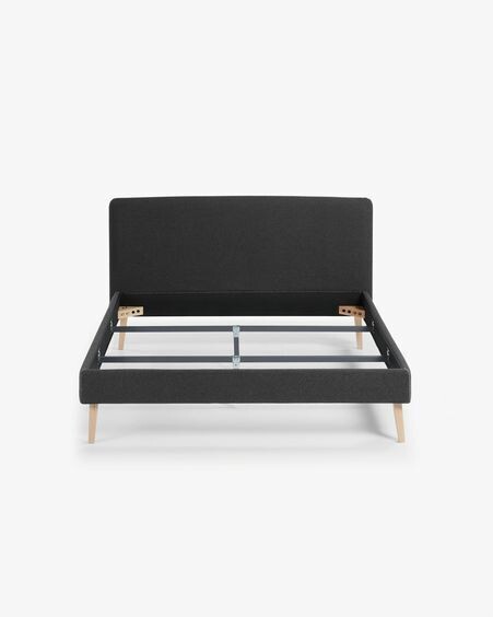Cama desenfundable Dyla grafito con patas de madera maciza de haya 160 x 200 cm