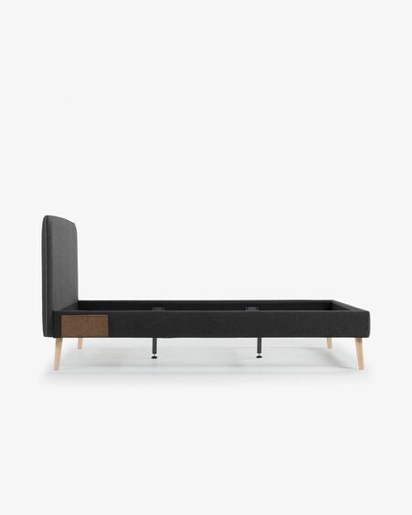Cama desenfundable Dyla grafito con patas de madera maciza de haya 160 x 200 cm