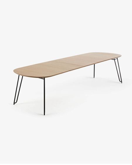 Mesa extensible Novac 170 (320) x 100 cm chapa de roble patas de acero acabado negro