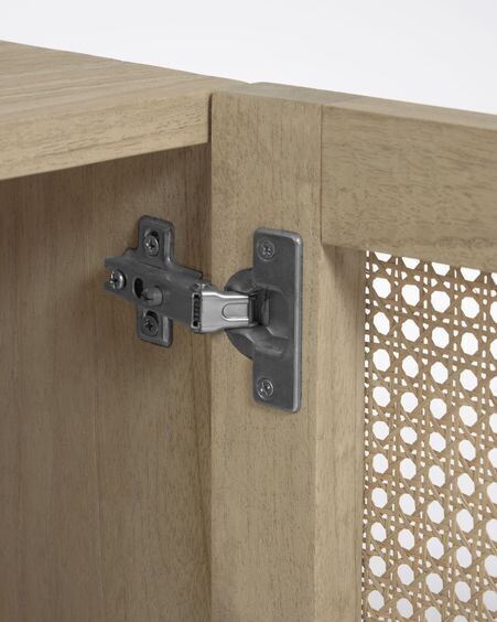 Aparador Rexit madera maciza y chapa mindi con ratán 180 x 70 cm