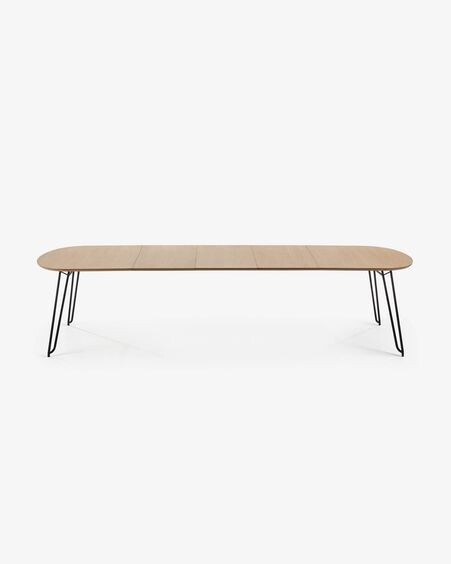 Mesa extensible Novac 170 (320) x 100 cm chapa de roble patas de acero acabado negro
