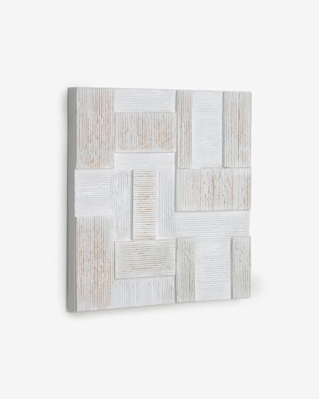 Lienzo Alvida con rectángulos blanco y dorado 50 x 50 cm