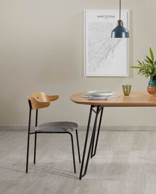 Mesa extensible Novac 170 (320) x 100 cm chapa de roble patas de acero acabado negro