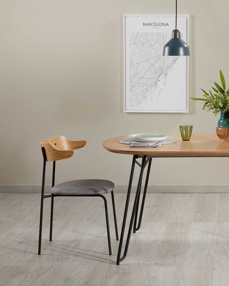 Mesa extensible Novac 170 (320) x 100 cm chapa de roble patas de acero acabado negro