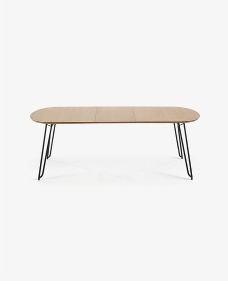 Mesa extensible Novac 170 (320) x 100 cm chapa de roble patas de acero acabado negro