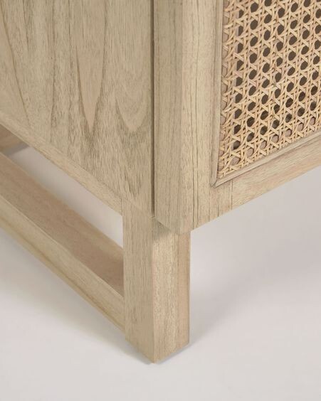 Aparador Rexit madera maciza y chapa mindi con ratán 180 x 70 cm