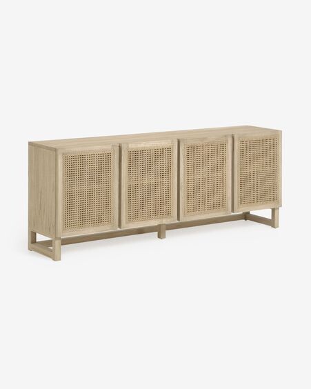 Aparador Rexit madera maciza y chapa mindi con ratán 180 x 70 cm