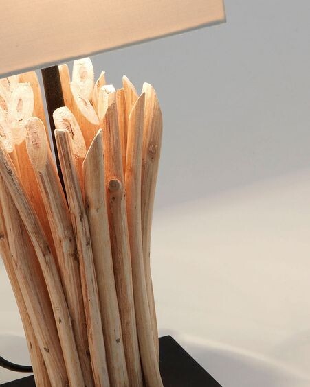 Lámpara de mesa Boop de madera maciza roja y de caucho