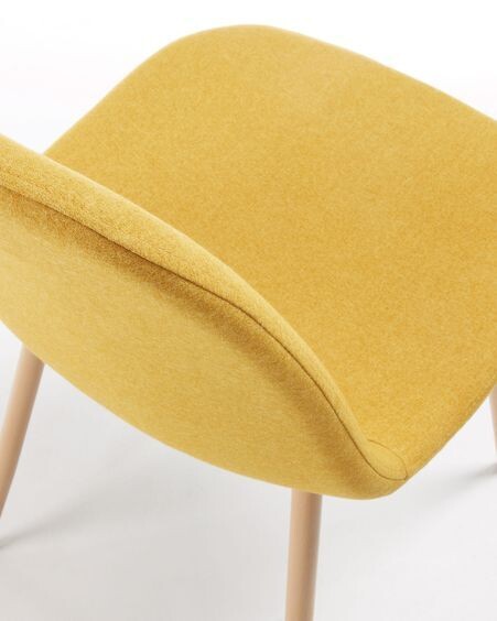Silla Yaren mostaza y patas de acero efecto madera