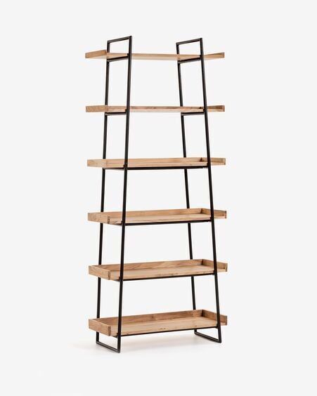 Estantería Basi de madera maciza de acacia 80 x 185 cm