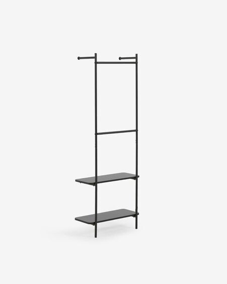 Burro de pared para ropa Galatia de melamina y acero con acabado negro 60 x 162 cm