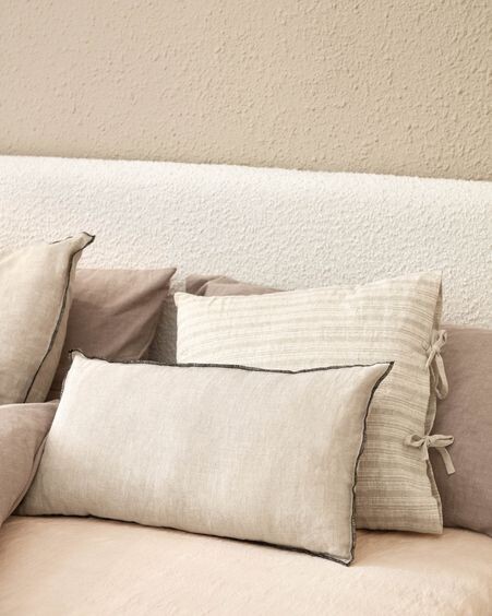 Funda cojín Elea 100% lino beige 30 x 50 cm