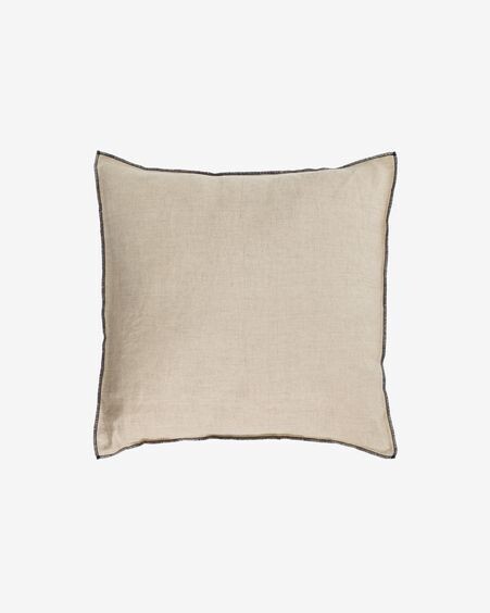 Funda cojín Elea 100% lino beige 45 x 45 cm