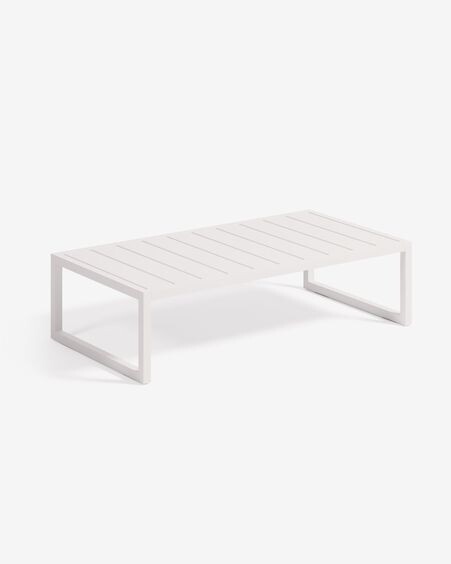 Mesa de centro 100% exterior Comova de aluminio blanco 60 x 114 cm