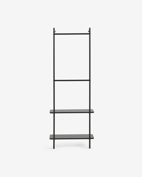 Burro de pared para ropa Galatia de melamina y acero con acabado negro 60 x 162 cm