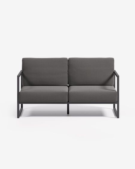 Sofá 100% exterior Comova 2 plazas gris oscuro y de aluminio negro 150 cm