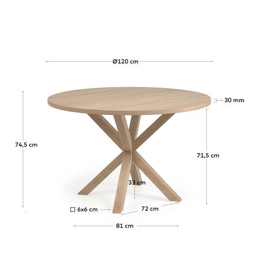 Mesa redonda Full Argo de melamina acabado natural patas de acero efecto madera Ø 119 cm