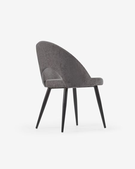 Silla Mael de chenilla gris y patas de acero con acabado negro