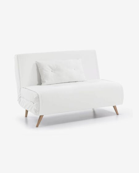 Sofá cama Tupana 2 plazas de piel sintética blanco 100 cm