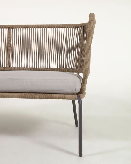 Sofá Nadin 2 plazas de cuerda beige y acero galvanizado 135 cm