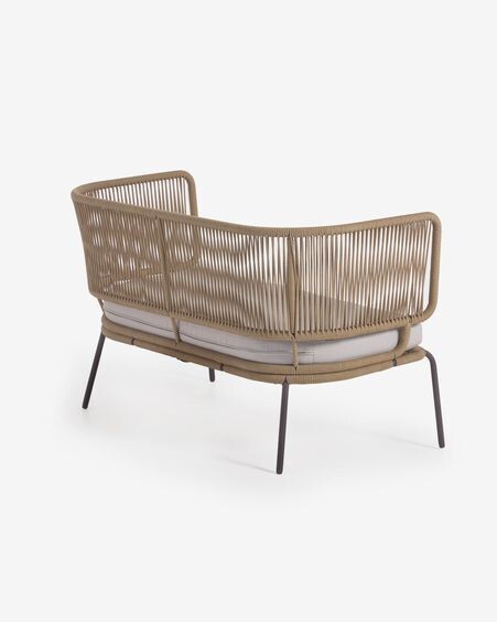 Sofá Nadin 2 plazas de cuerda beige y acero galvanizado 135 cm