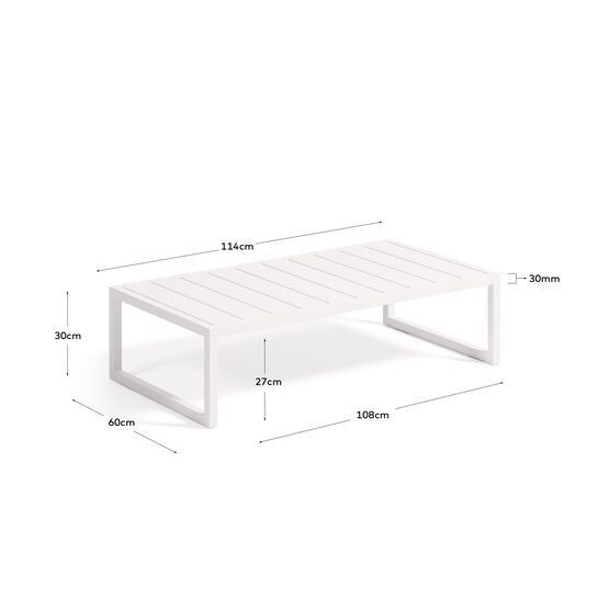 Mesa de centro 100% exterior Comova de aluminio blanco 60 x 114 cm