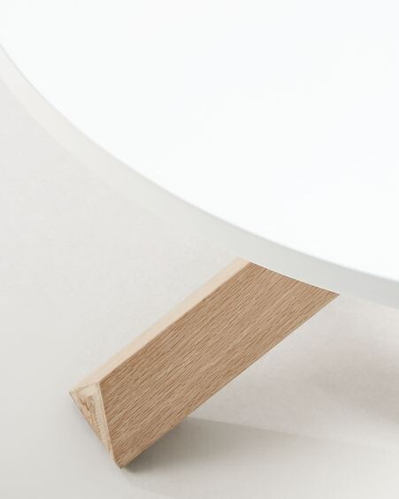 Mesa de centro Lotus Ø 65 cm DM lacado blanco patas madera maciza de roble