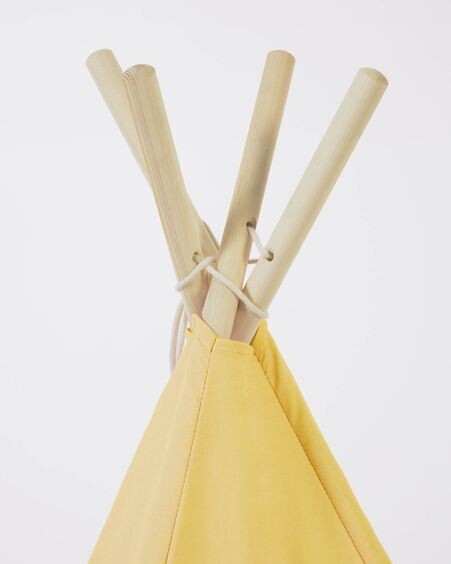 Tipi Darlyn 100% algodón mostaza y patas de madera maciza de pino