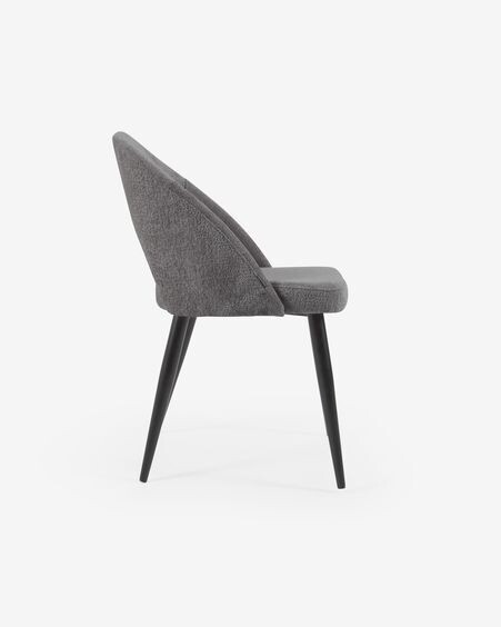 Silla Mael de chenilla gris y patas de acero con acabado negro