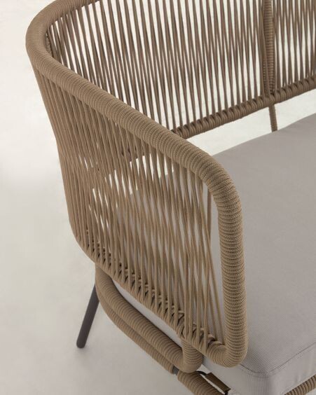 Sofá Nadin 2 plazas de cuerda beige y acero galvanizado 135 cm