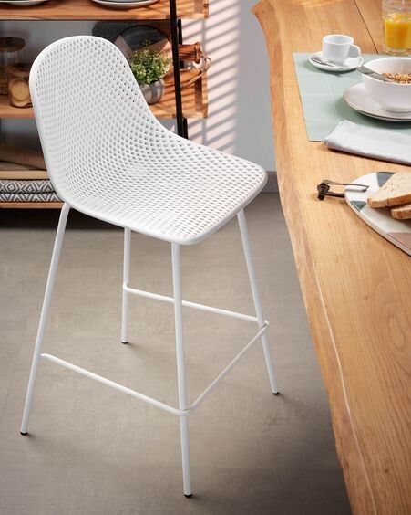 Taburete exterior Quinby blanco altura 65 cm